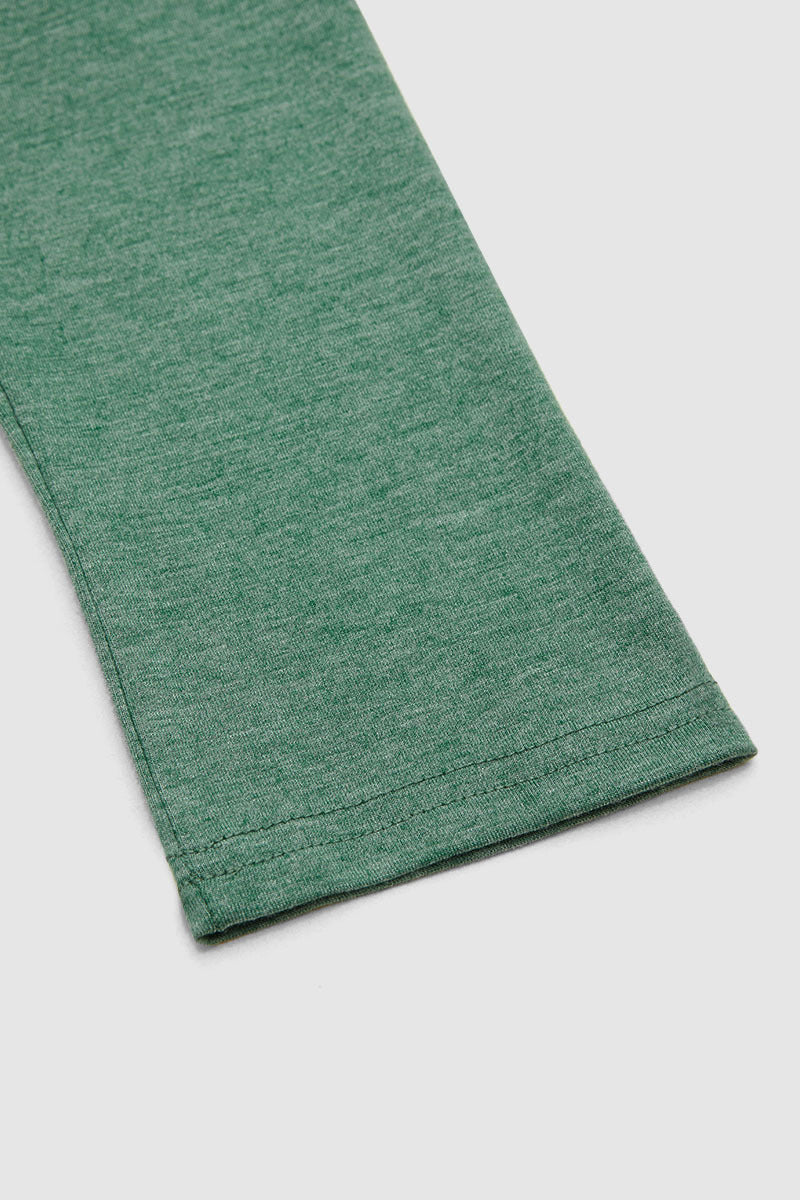 Button Front Scallop Hem Notched Neck Long Sleeve T-Shirt