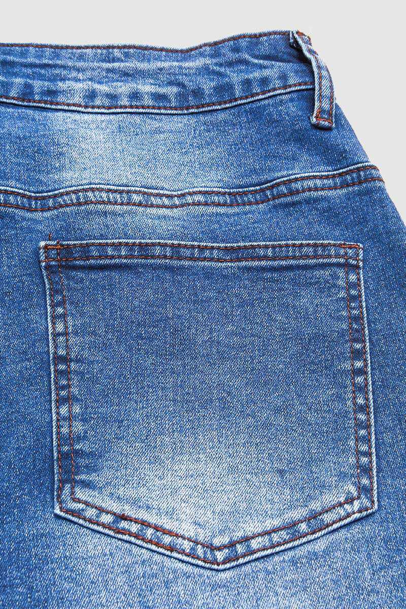 Roll Hem Stitch Detail Patch Pocket High Waist Barrel Leg Crop Jeans