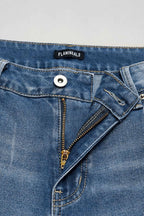 Wash Raw Hem Ripped Mid Rise Crop Barrel Leg Jeans