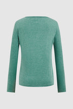 Solid Button Front Round Neck Long Sleeve T-Shirt