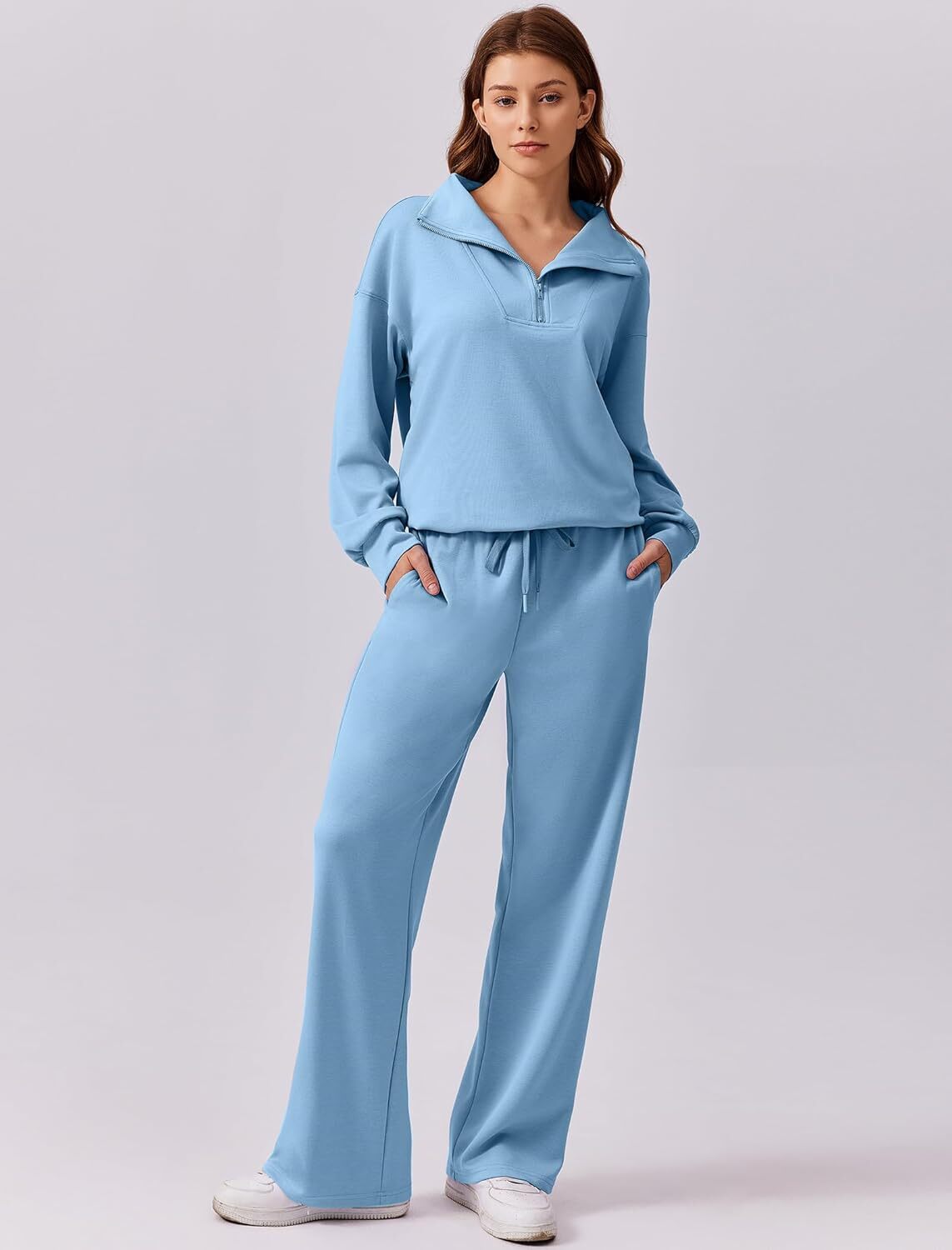🎄 CHRISTMAS PROMOTION—2 Piece Sets for Women 2025 Winter Outfits Sweatsuit | Oversized Sweatshirt & Wide Leg Sweatpants | Matching Set Tracksuit