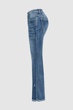 Wash Raw Hem Ripped Mid Rise Crop Barrel Leg Jeans