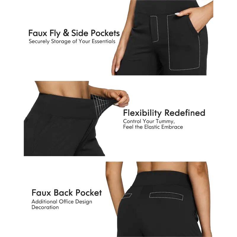 🎄Christmas Sale🔥Women’s High-Waist Wide Leg Pants – Business Casual Yoga Dress Pants with Pockets