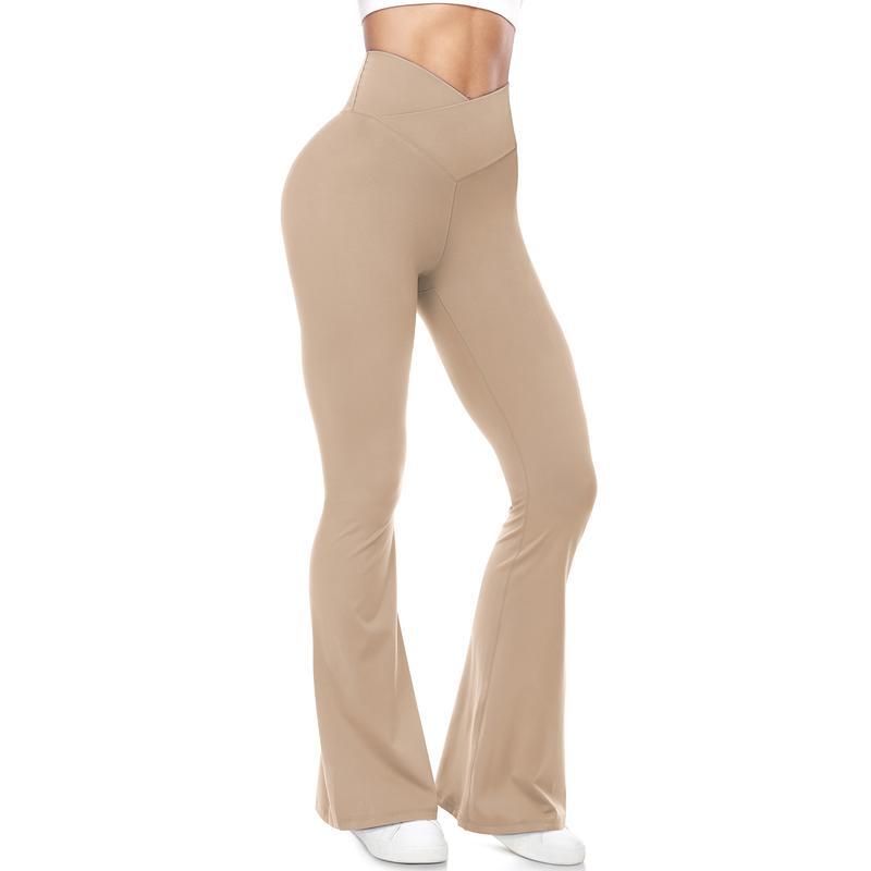 Womens Wide Leg Crossover High Waisted Yoga Pants Camo Bootcut Workout Flared Leggings Casual Pants Comfy Fall active wear gym