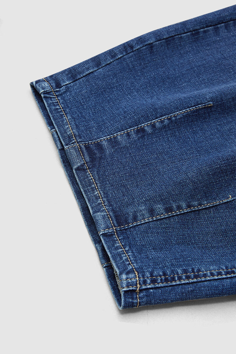 Wash Stitch Detail Drawstring Mid Rise Bermuda Shorts