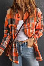 Plaid Pattern Patch Pocket Button Front Shirt