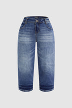 Wash Mid Rise Straight Leg Capri Jeans