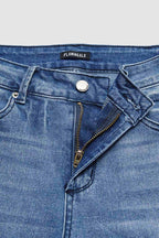 Floral Embroidery Wash Mid Waist Bootcut Jeans