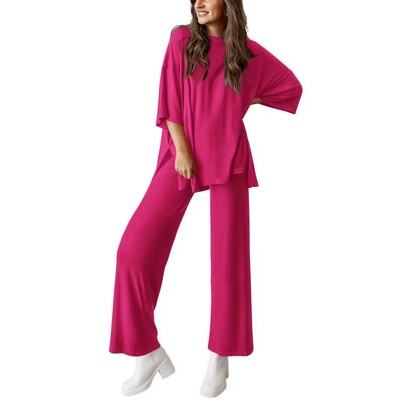 Women's Comfortable Pajamas, Two-Piece Home Wear, Wide-Leg Pants And Casual Soft Suits
