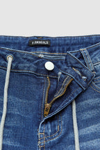 Wash Stitch Detail Drawstring Mid Rise Bermuda Shorts