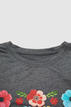 Floral Print Round Neck Long Sleeve T-Shirt