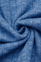 Solid Rib-Knit V Neck Long Sleeve T-Shirt