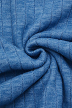 Rib Knit Asymmetrical Button Decor V Neck Long Sleeve T-Shirt