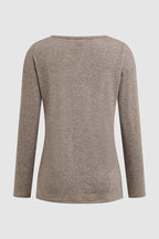 Asymmetrical Button Decor V Neck Long Sleeve T-Shirt