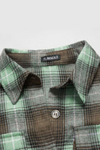 Plaid Pattern Flap Pocket Button Front Asymmetrical Hem Shirt