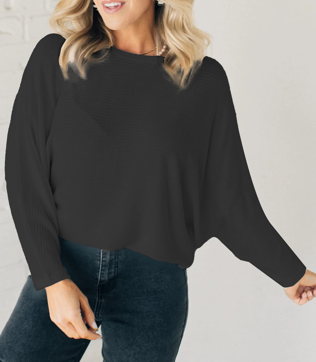 ✨Women's Ribbed Batwing Sleeve Top