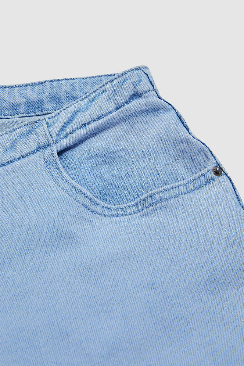 Drawstring Adjustable Mid Waist Straight Leg Jeans