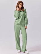 🎄 CHRISTMAS PROMOTION—2 Piece Sets for Women 2025 Winter Outfits Sweatsuit | Oversized Sweatshirt & Wide Leg Sweatpants | Matching Set Tracksuit