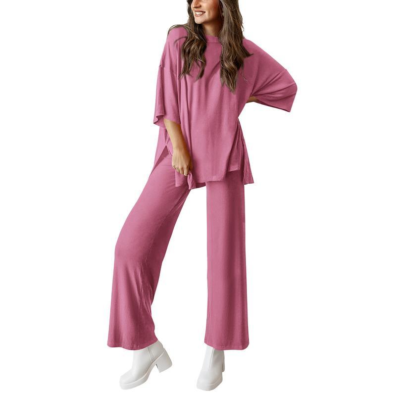 Women's Comfortable Pajamas, Two-Piece Home Wear, Wide-Leg Pants And Casual Soft Suits