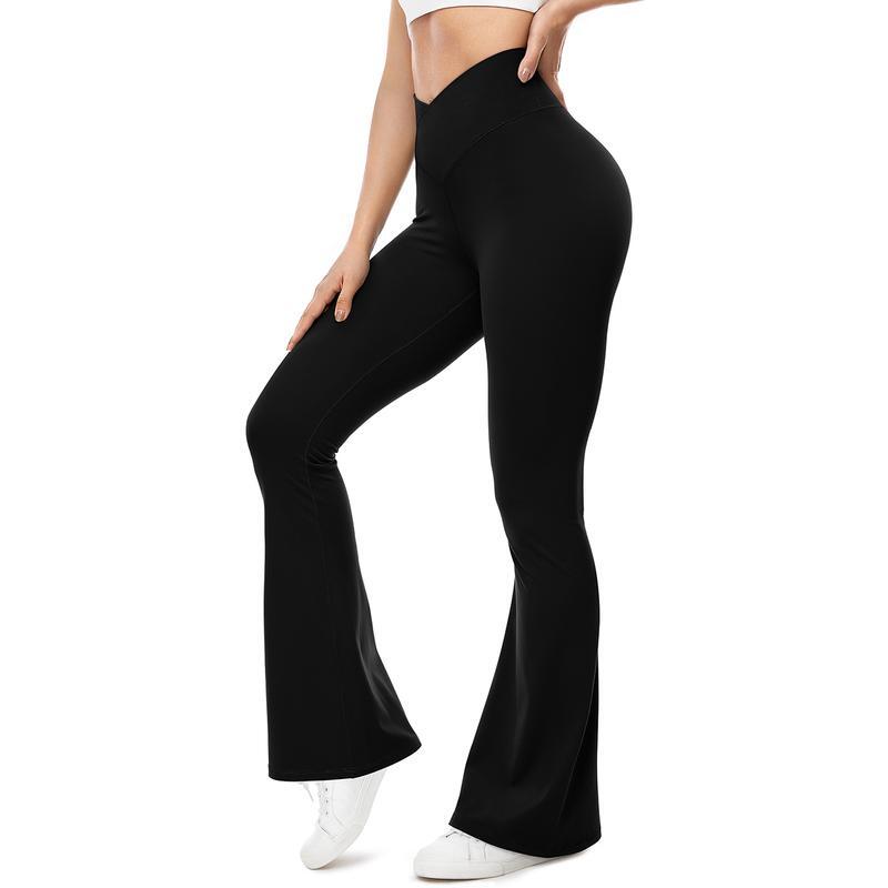 Womens Wide Leg Crossover High Waisted Yoga Pants Camo Bootcut Workout Flared Leggings Casual Pants Comfy Fall active wear gym