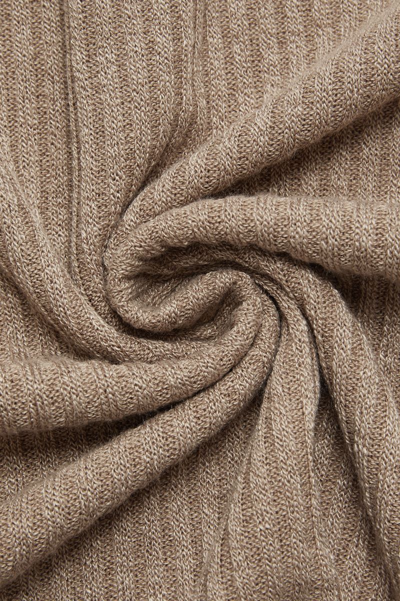 Solid Rib-Knit Half Button Long Sleeve T-Shirt