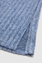 Solid Ribbed Split Side Button Up Long Sleeve Cardigan