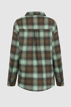 Plaid Pattern Flap Pocket Button Front Asymmetrical Hem Shirt