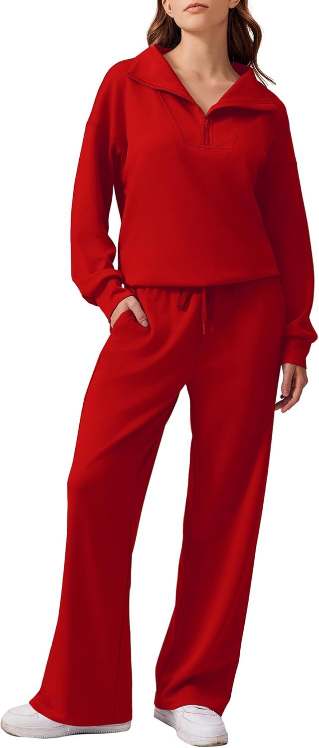 🎄 CHRISTMAS PROMOTION—2 Piece Sets for Women 2025 Winter Outfits Sweatsuit | Oversized Sweatshirt & Wide Leg Sweatpants | Matching Set Tracksuit