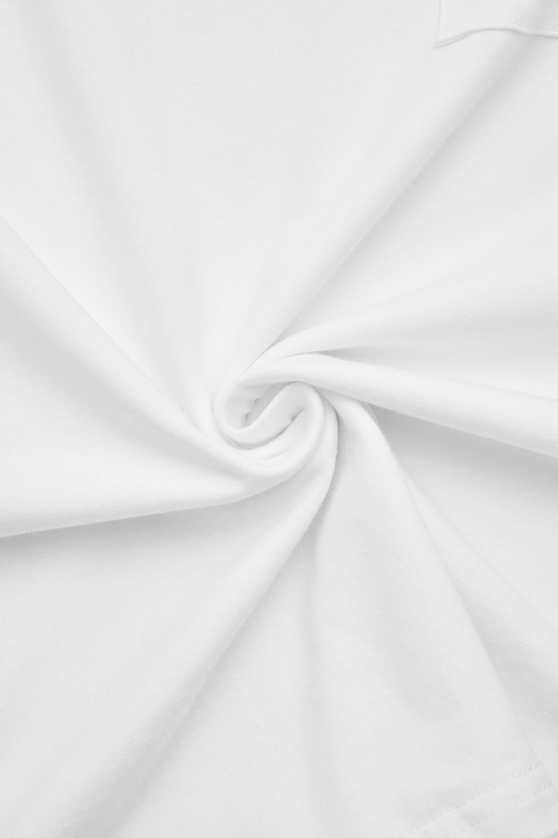 Solid Split Pocket Front V Neck Gathered Sleeve T-Shirt