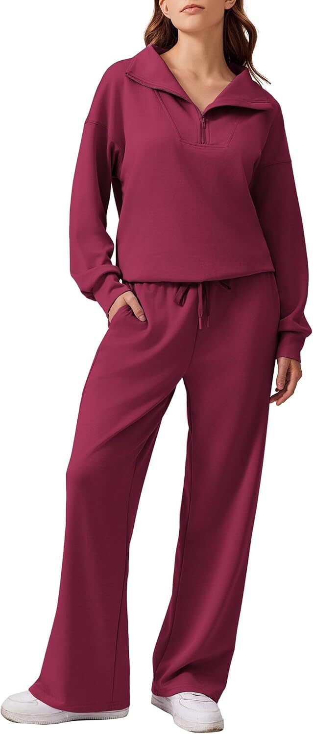 🎄 CHRISTMAS PROMOTION—2 Piece Sets for Women 2025 Winter Outfits Sweatsuit | Oversized Sweatshirt & Wide Leg Sweatpants | Matching Set Tracksuit