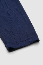 Textured Button Side Round Neck Long Sleeve T-Shirt