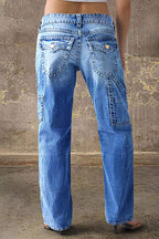 Wash Multi Pocket Mid Rise Straight Leg Jeans