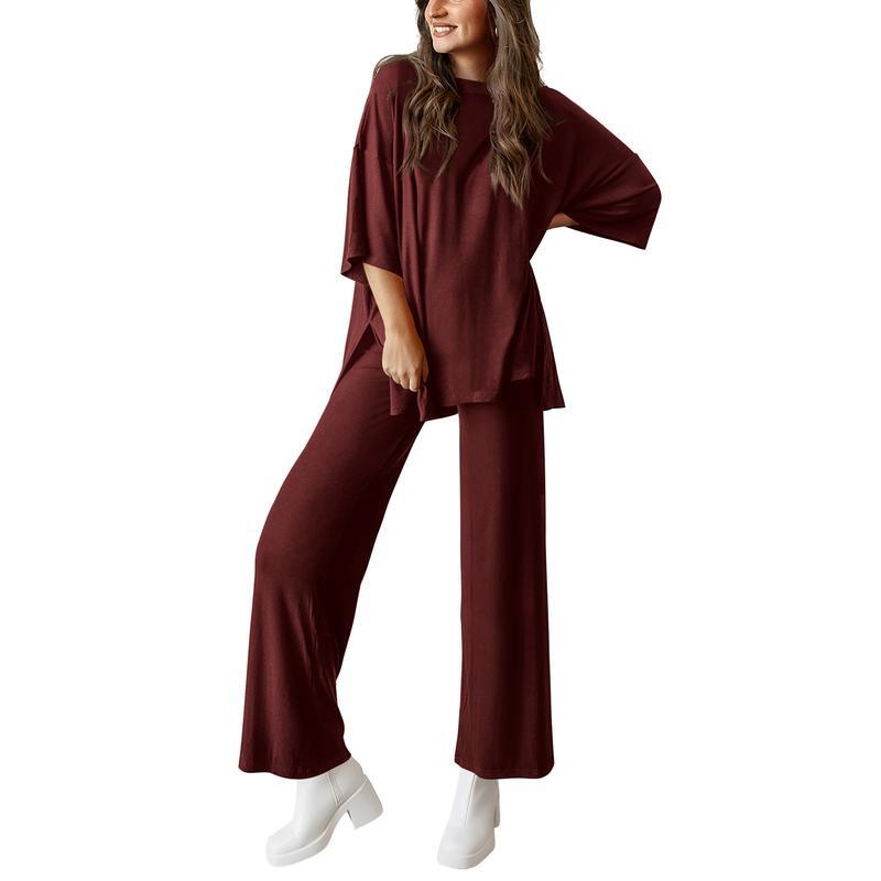 Women's Comfortable Pajamas, Two-Piece Home Wear, Wide-Leg Pants And Casual Soft Suits