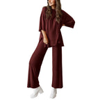 Women's Comfortable Pajamas, Two-Piece Home Wear, Wide-Leg Pants And Casual Soft Suits