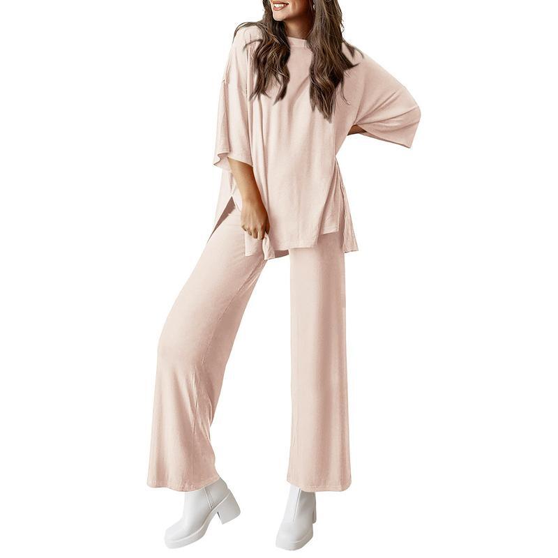 Women's Comfortable Pajamas, Two-Piece Home Wear, Wide-Leg Pants And Casual Soft Suits