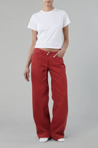 Drawstring Adjustable Mid Waist Straight Leg Jeans
