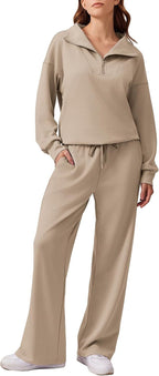 🎄 CHRISTMAS PROMOTION—2 Piece Sets for Women 2025 Winter Outfits Sweatsuit | Oversized Sweatshirt & Wide Leg Sweatpants | Matching Set Tracksuit