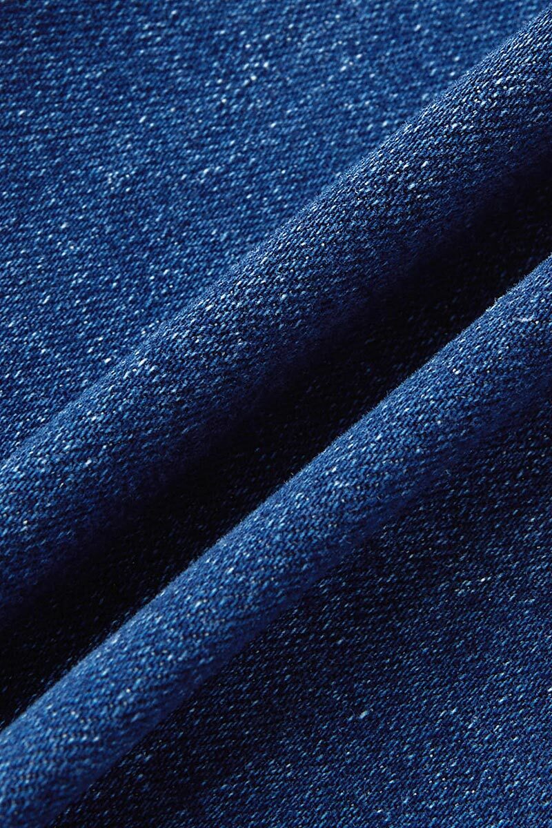 Wash Patch Pocket Raw Hem Mid Rise Straight Leg Jeans Without Belt