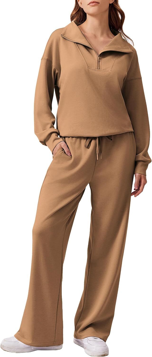 🎄 CHRISTMAS PROMOTION—2 Piece Sets for Women 2025 Winter Outfits Sweatsuit | Oversized Sweatshirt & Wide Leg Sweatpants | Matching Set Tracksuit