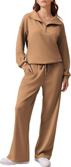 🎄 CHRISTMAS PROMOTION—2 Piece Sets for Women 2025 Winter Outfits Sweatsuit | Oversized Sweatshirt & Wide Leg Sweatpants | Matching Set Tracksuit