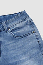 Floral Embroidery Wash Mid Waist Bootcut Jeans