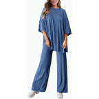 Women's Comfortable Pajamas, Two-Piece Home Wear, Wide-Leg Pants And Casual Soft Suits