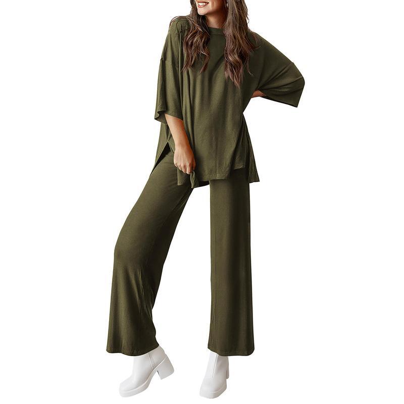 Women's Comfortable Pajamas, Two-Piece Home Wear, Wide-Leg Pants And Casual Soft Suits