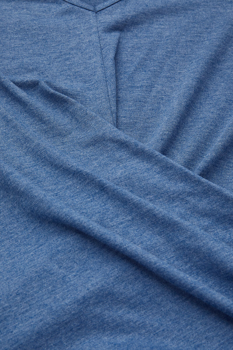 Solid Asymmetrical Wrap V Neck Half Sleeve T-Shirt