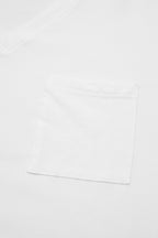 Solid Split Pocket Front V Neck Gathered Sleeve T-Shirt