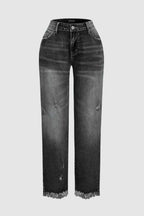 Wash Raw Hem Ripped Mid Rise Crop Barrel Leg Jeans