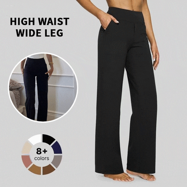 🎄Christmas Sale🔥Women’s High-Waist Wide Leg Pants – Business Casual Yoga Dress Pants with Pockets